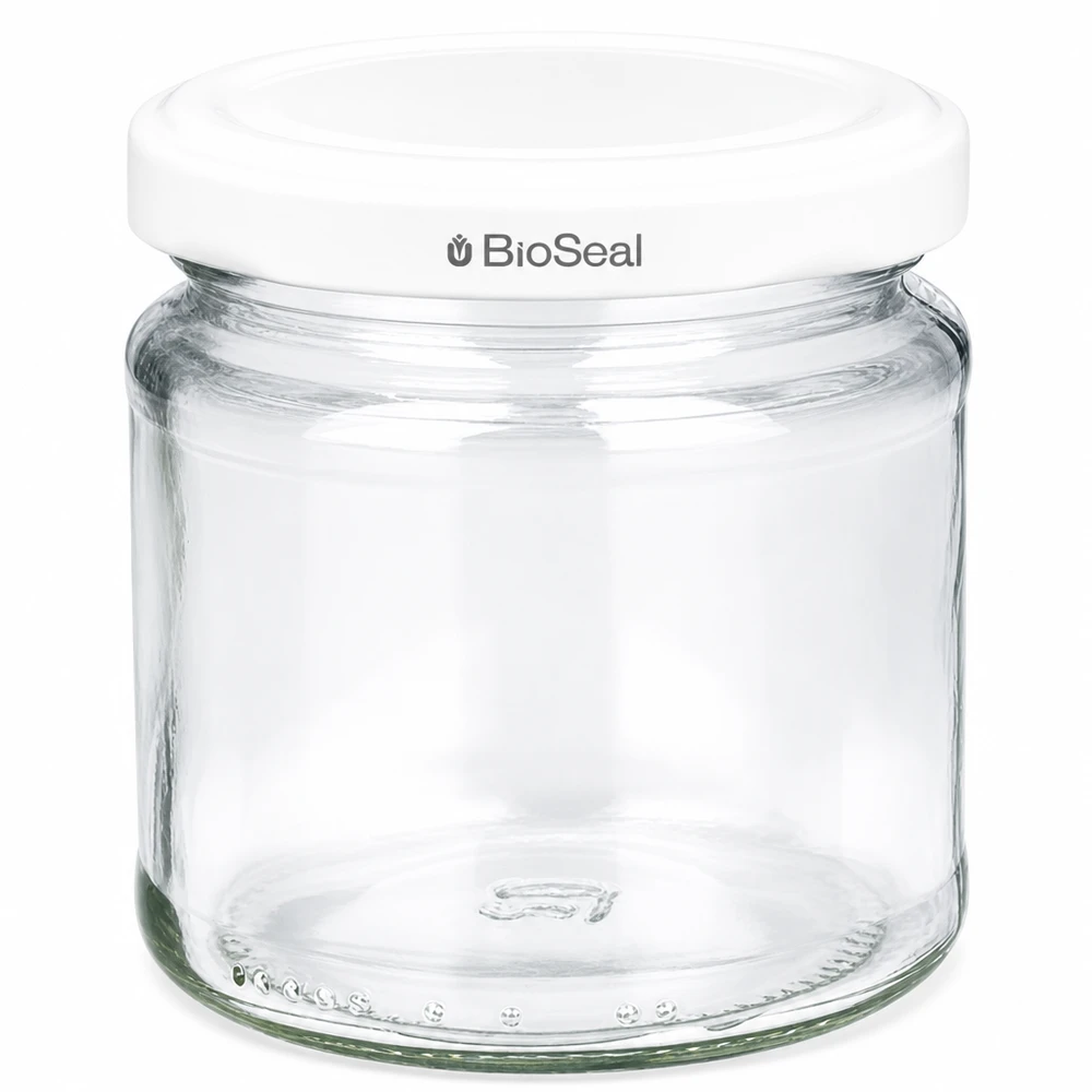 UNiTWIST Runda212 Récipient en verre avec couvercle à vis blanc TO66 BioSeal pour la conservation des aliments