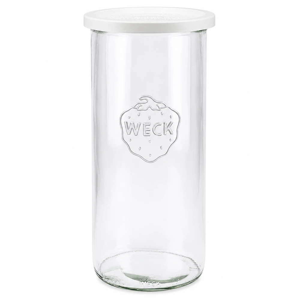 1500ml bocal conique avec couvercle fraîcheur WECK RR100 WECK Pot renversé 1500ml avec couvercle fraîcheur blanc RR100 en verre transparent avec logo WECK pour la conservation des provisions