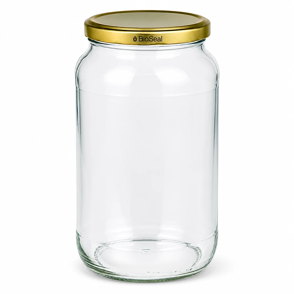 UNiTWIST Runda1062 Pot de conservation avec couvercle TO82 BioSeal doré transparent vide Garde-manger