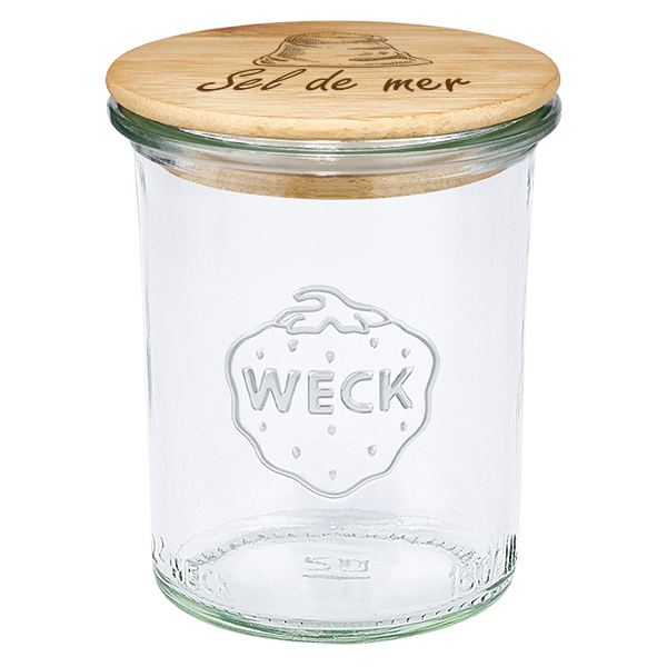 Coffret en bois « Sel de mer » avec verre WECK plongeant 160 ml Coffret en bois « Sel de mer » avec verre WECK plongeant 160 ml