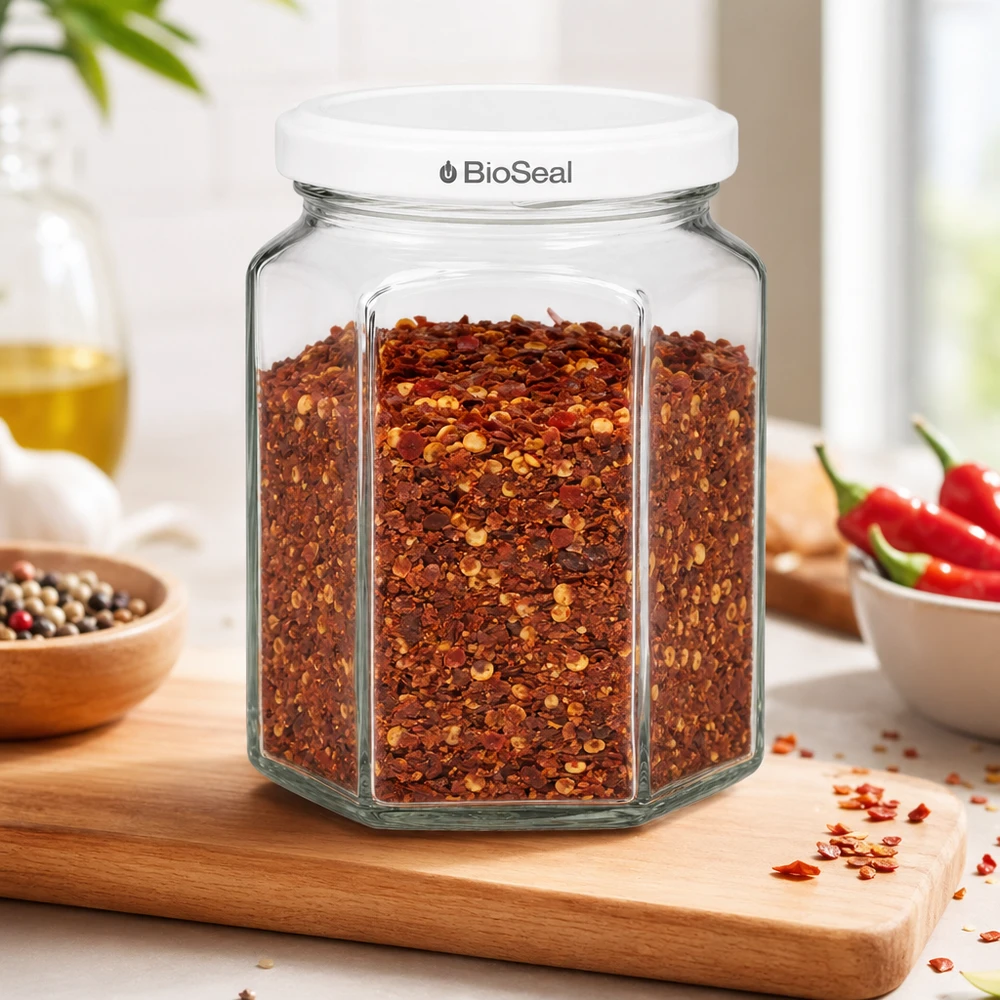 Mise en situation d’un bocal en verre pour la moutarde et les condiments