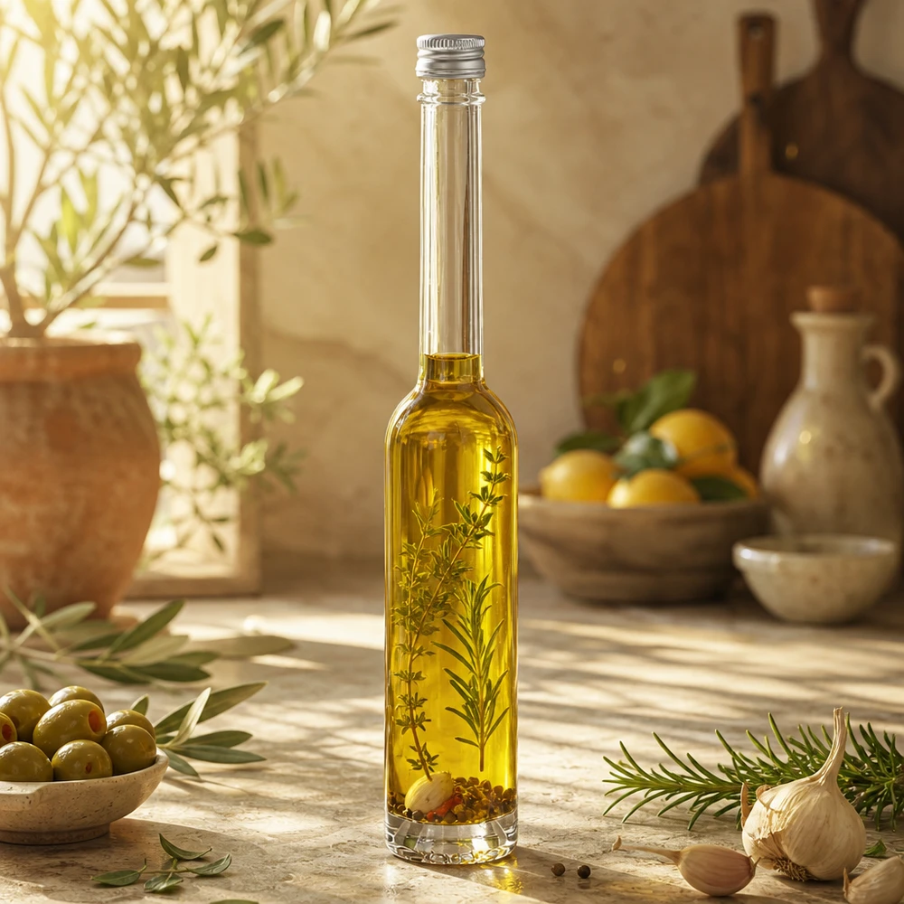 Bouteille en verre 100 ml « Toni » sans bouchon à vis UNiTWIST® Bouteille en verre Toni transparente de 100 ml avec bouchon argenté UNiTWIS - qualité supérieure pour les huiles aux herbes