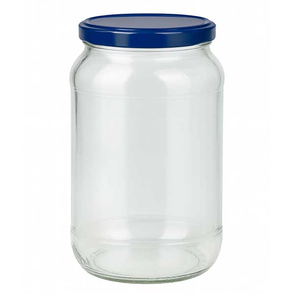 1062ml Verre rond avec couvercle BasicSeal bleu UNiTWIST