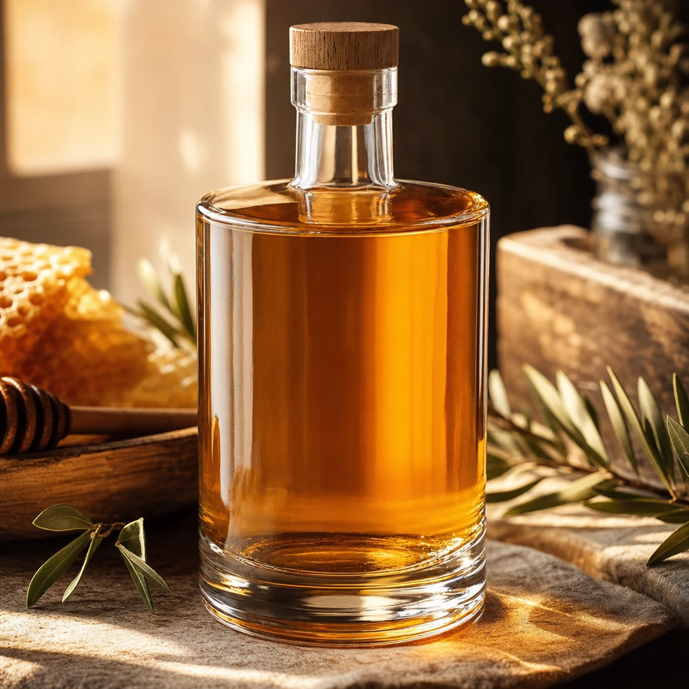 Bouteille en verre 700 ml « Marie » avec bouchon en bois UNiTWIST®