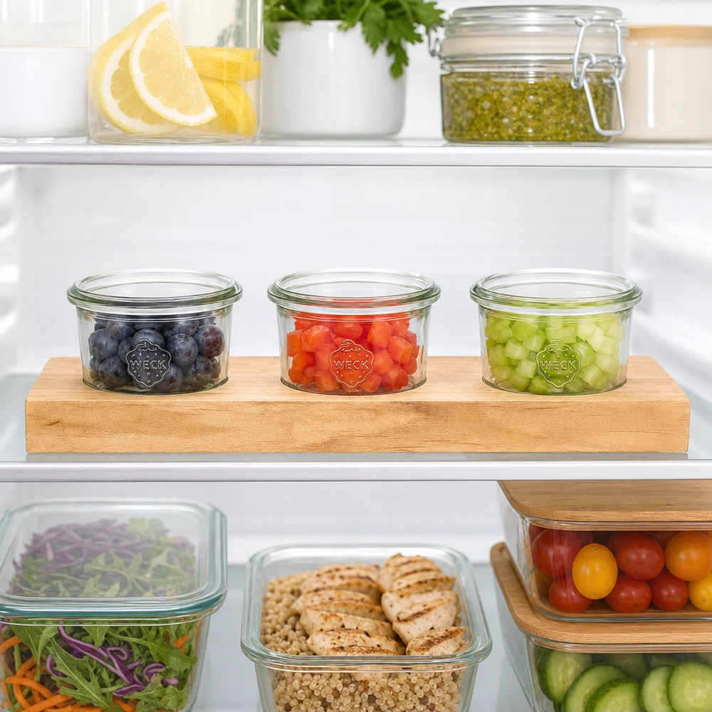 Préparation et présentation de bocaux en verre pour les salades à emporter en bocal