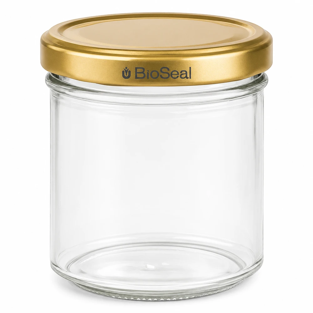 Pot à miel 200 g avec couvercle doré BioSeal UNiTWIST 200g Pot de miel vide avec couvercle doré BioSeal transparent Pot de miel pour confiture