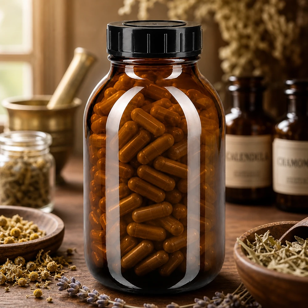 Bocal à col large en verre ambré 500 ml + couvercle à vis Flacon de pharmacie 500ml en verre brun anti-UV avec bouchon à vis pratique