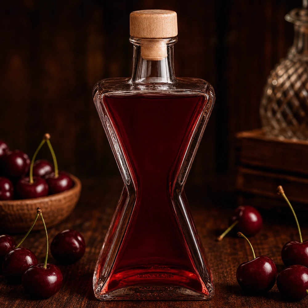 Bouteille en verre 200 ml « Star » avec bouchon en bois UNiTWIST® Bouteille en verre 200 ml « Star » avec bouchon en bois UNiTWIST®