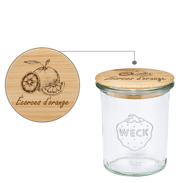 Boîte en bois « Zestes d'orange » avec verre plongeant WECK Boîte en bois « Zestes d'orange » avec verre plongeant WECK