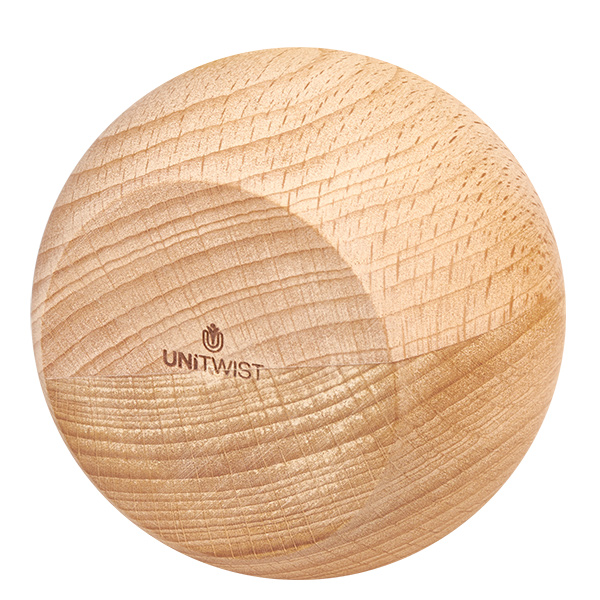 UNiTWIST Sphère en bois (hêtre) pour WECK RR80 Sphère individuelle en bois UNiTWIST en hêtre avec logo et veines naturelles du bois pour bocaux WECK RR80