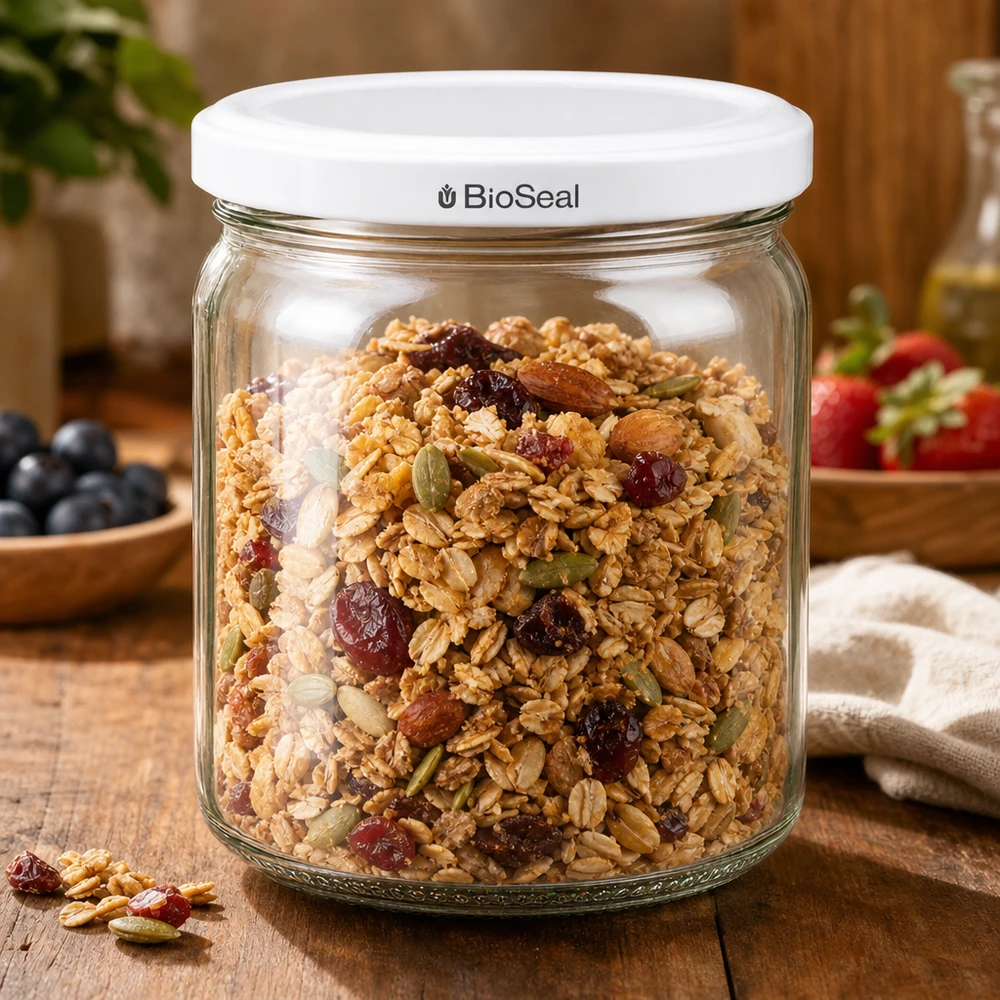 UNiTWIST Runda408 Bocal rempli de céréales - conservation pratique des aliments avec fermeture BioSeal