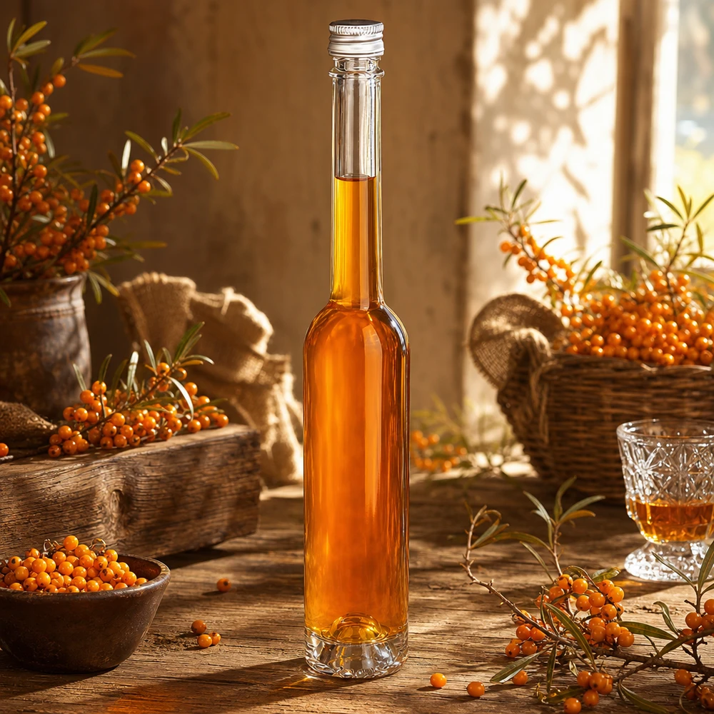 Bouteille en verre 100 ml « Toni » sans bouchon à vis UNiTWIST® Bouteille en verre Toni étroite de 100 ml avec bouchon à vis argenté - idéale pour les liqueurs faites maison