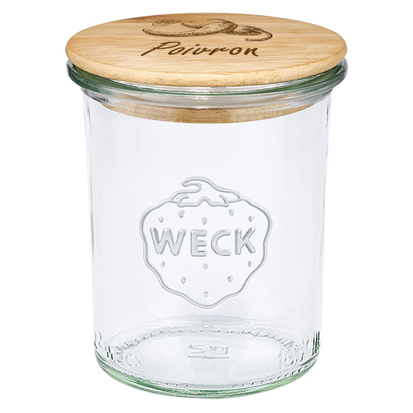Paire en bois « Poivrons » avec verre plongeant WECK 160 ml Paire en bois « Poivrons » avec verre plongeant WECK 160 ml