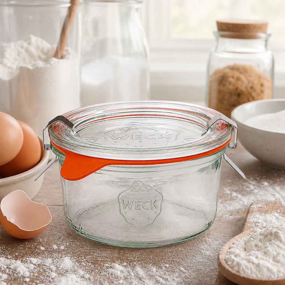 165ml bocal conique complet WECK RR80 WECK Pot renversé 165ml RR80 dans Cuisine avec ingrédients de boulangerie, œufs, farine et lait pour recettes maison