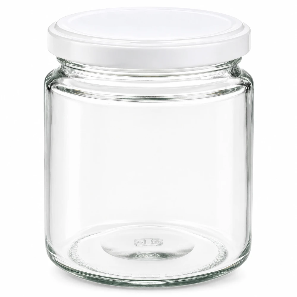 Pot à miel 350 g avec couvercle blanc BasicSeal UNiTWIST Pot à miel de 250ml avec couvercle blanc BasicSeal UNiTWIST, pot en verre vide pour miel et confiture
