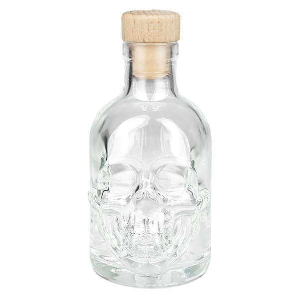 Bouteille en verre 200 ml « Pirate » avec bouchon en bois UNiTWIST®