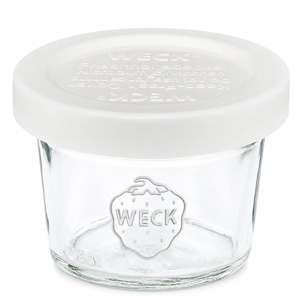 35ml bocal conique avec couvercle fraîcheur WECK RR40 35ml WECK Pot renversé RR40 avec couvercle fraîcheur blanc, petit pot en verre pour confitures et pâtes à tartiner