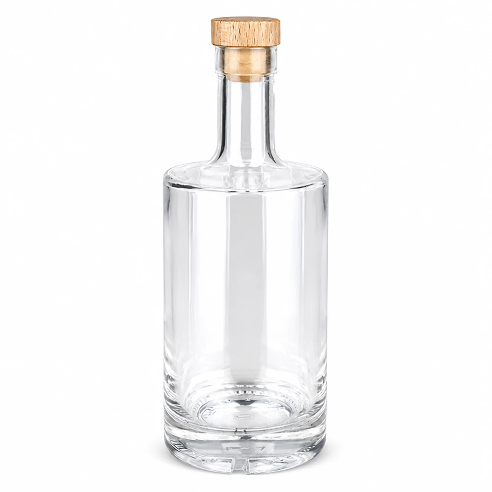 Bouteille en verre Nora de 500ml avec bouchon à poignée en bois UNiTWIST - verre clair vide avec bouchon en bois