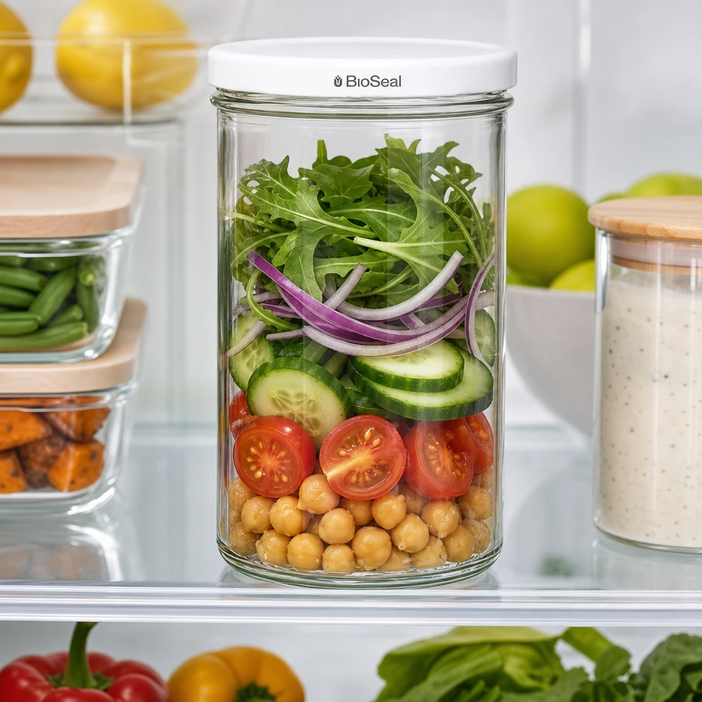 UNiTWIST Sturz277 Pot de salade stratifié dans le réfrigérateur TO66 blanc BioSeal couvercle Meal Prep conservation de la fraîcheur