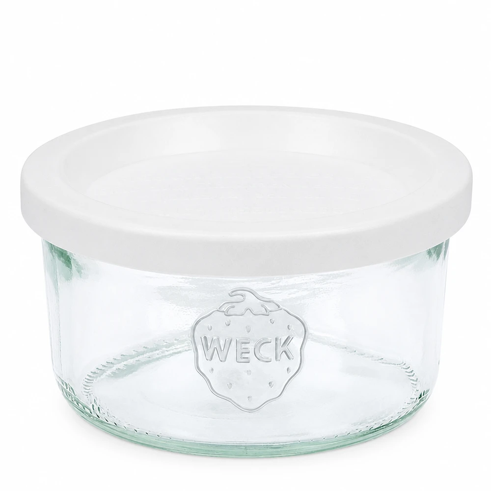 WECK Pot de 165ml avec couvercle blanc RR80 Pot en verre clair pour la conservation