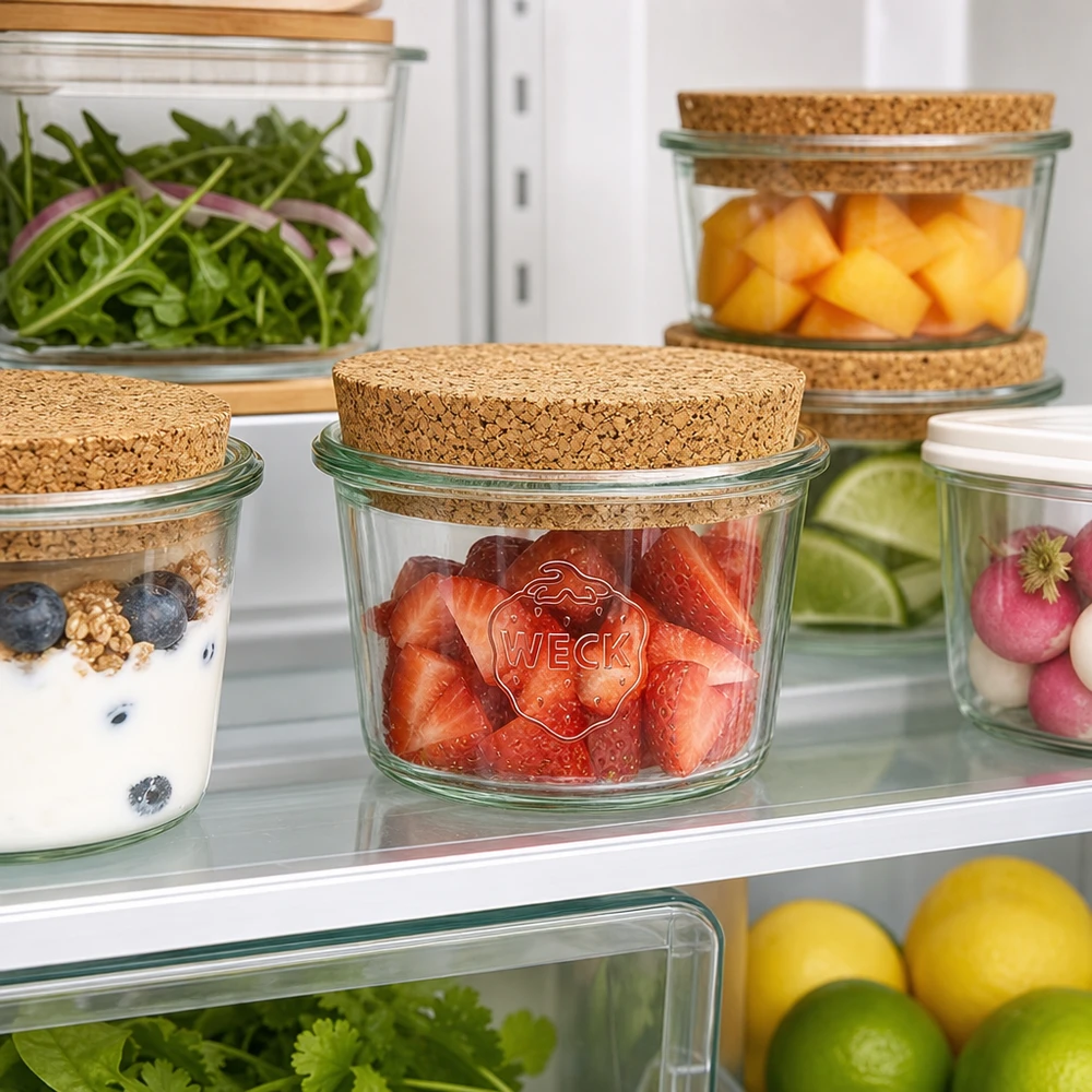 WECK Pot renversé RR40 35ml avec bouchon pour la conservation des aliments dans le réfrigérateur à côté des fruits et légumes