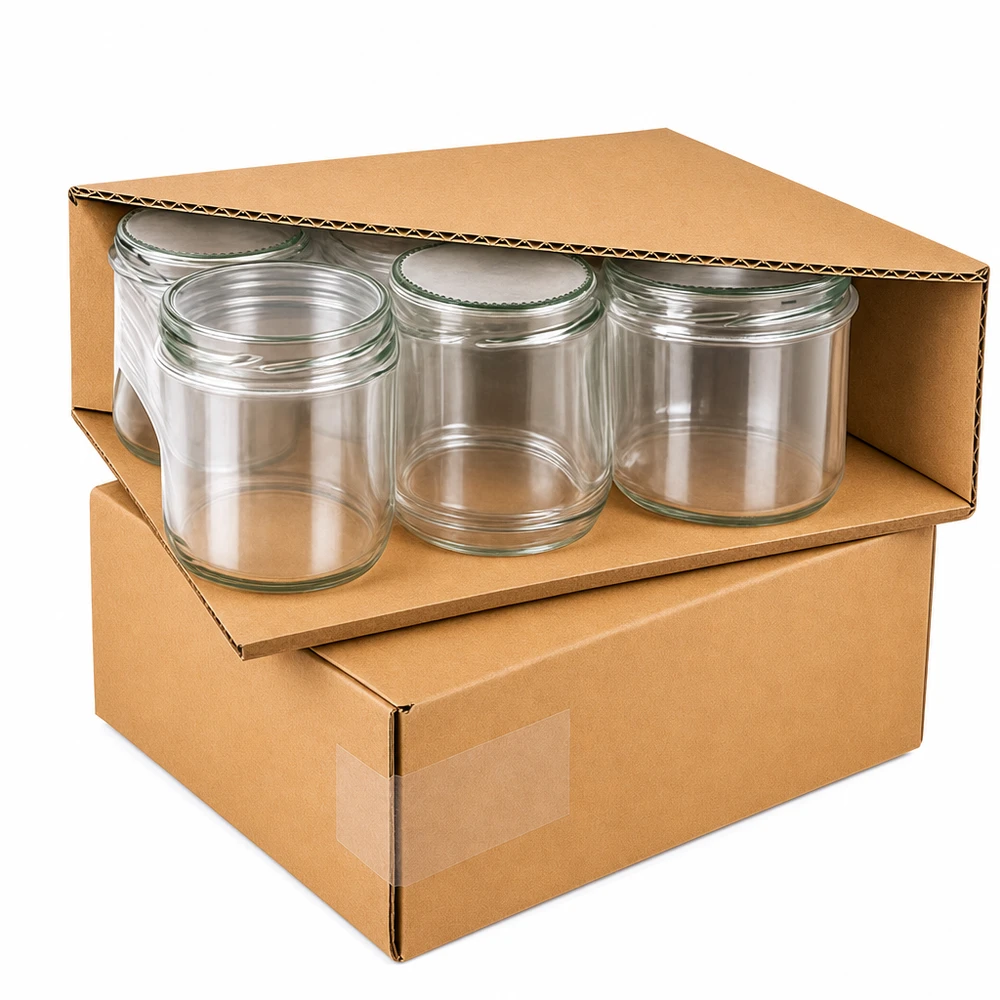 Pots renversés vides 350ml en carton d'expédition Emballage Pots de conserve sans couvercle Livraison