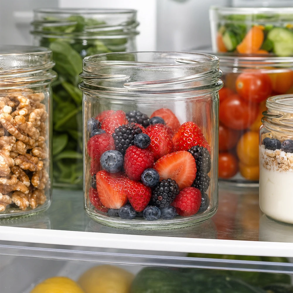 167ml Verre conique sans couvercle (TO66) UNiTWIST UNiTWIST Sturz167 Verre renversé 167ml TO66 avec baies fraîches dans le réfrigérateur pour la conservation des aliments