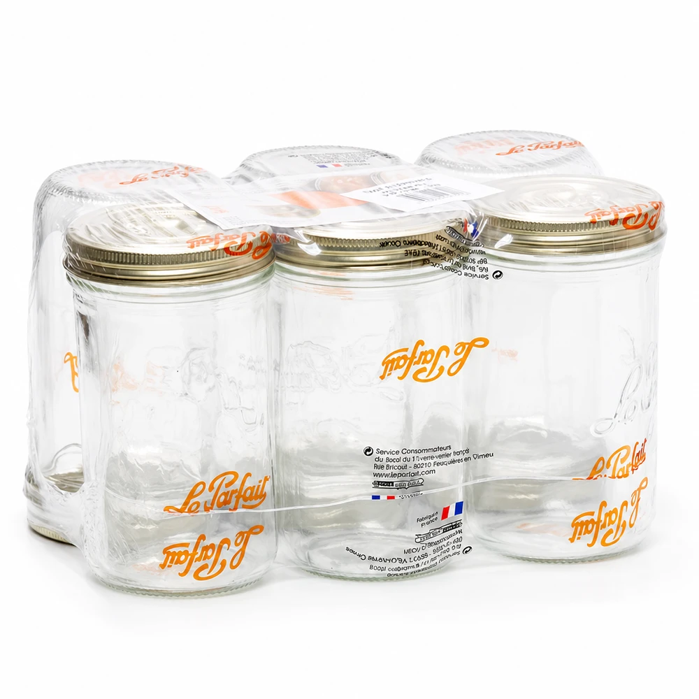 Le Parfait® Familia Wiss 1 kg Ø100 mm Bocal Le Parfait Pots à l'envers 1020ml Familia Wiss avec système de couvercle en 2 parties en pack de 6 Pots de conservation de France