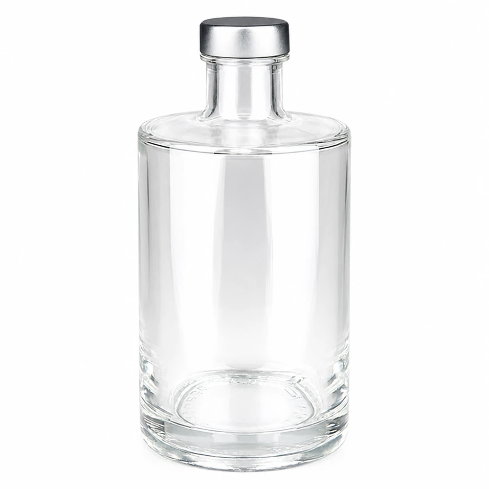 Bouteille en verre 375 ml « Sam » et bouchon à vis argenté UNiTWIST® Bouteille en verre Sam de 375 ml avec bouchon à vis argenté UNiTWIST - bouteille de spiritueux vide transparente