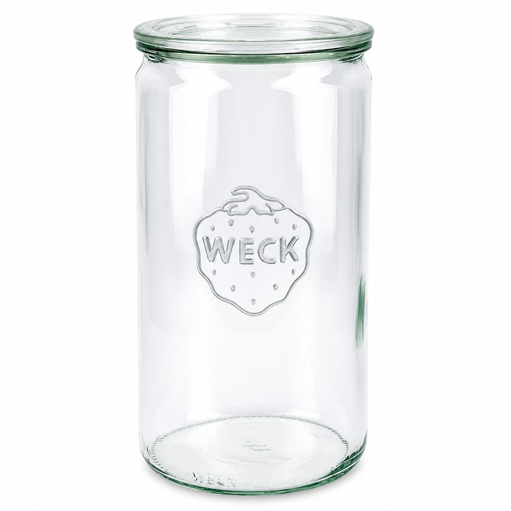 1590ml bocal cylindrique avec bouchon en verre WECK RR100 WECK Pot cylindrique 1590ml avec couvercle en verre RR100 Pot de conserve transparent vide Pot de conservation