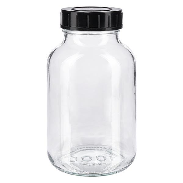 Bocal à col large en verre clair 1000 ml + couvercle à vis Bocal à col large en verre clair 1000 ml + couvercle à vis