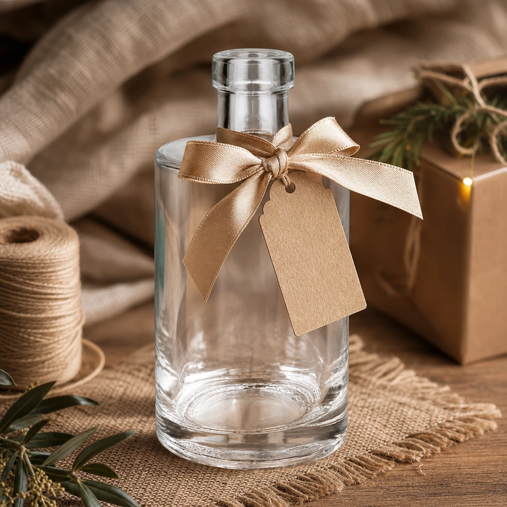 Bouteille en verre Marie de 350 ml avec ruban doré et étiquette cadeau emballage cadeau rustique Image 10 sur 10