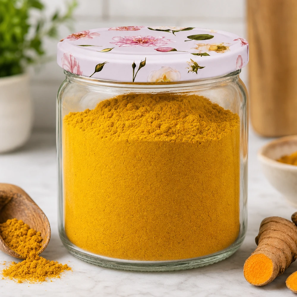 408ml pot rond rempli de poudre de curcuma rose couvercle à fleur BasicSeal pot à épices boîte à provisions cuisine