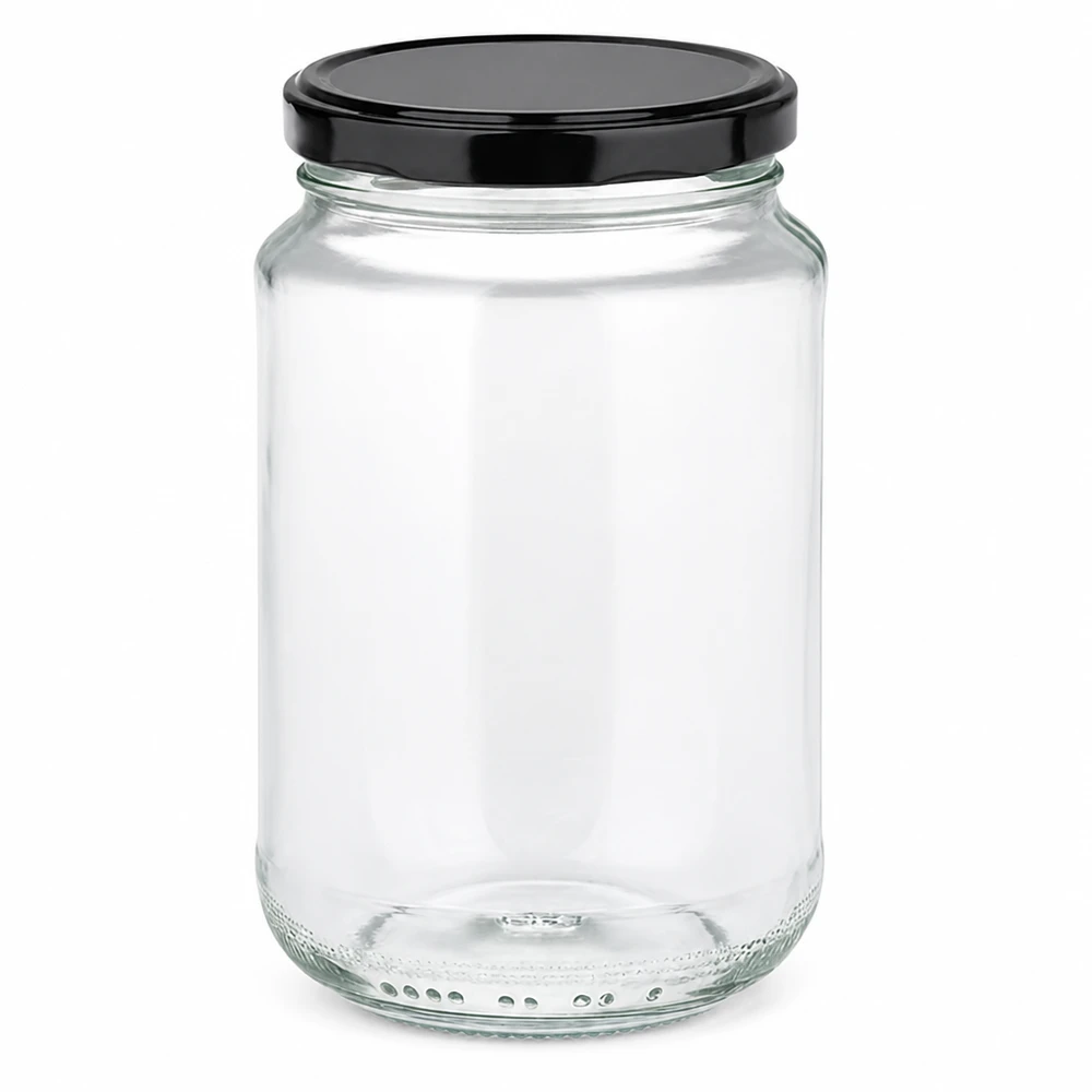 375ml Verre rond avec couvercle BasicSeal noir UNiTWIST 375ml bocal rond avec couvercle noir BasicSeal UN fermeture vide transparent bocal à conserves bocal à provisions