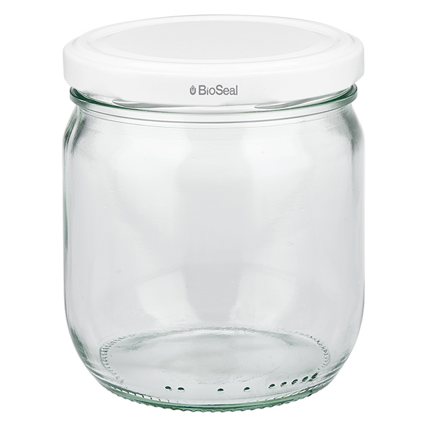 425ml Verre rond avec couvercle BioSeal blanc UNiTWIST