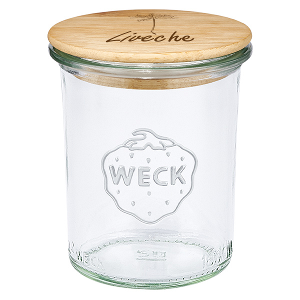 Paire en bois « Livèche » avec verre WECK renversé 160 ml Paire en bois « Livèche » avec verre WECK renversé 160 ml