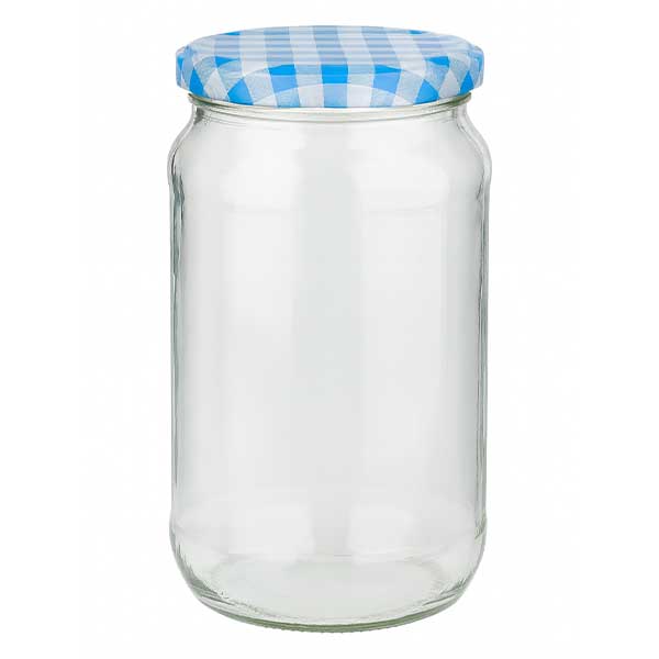 1062ml Verre rond avec couvercle BasicSeal bleu/blanc UNiTWIST