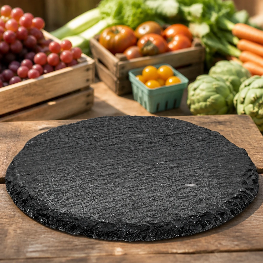 Plateau en ardoise rond Ø 150 mm Plaque d'ardoise ronde 15cm entre les légumes et fruits frais comme support naturel pour servir le fromage et les snacks