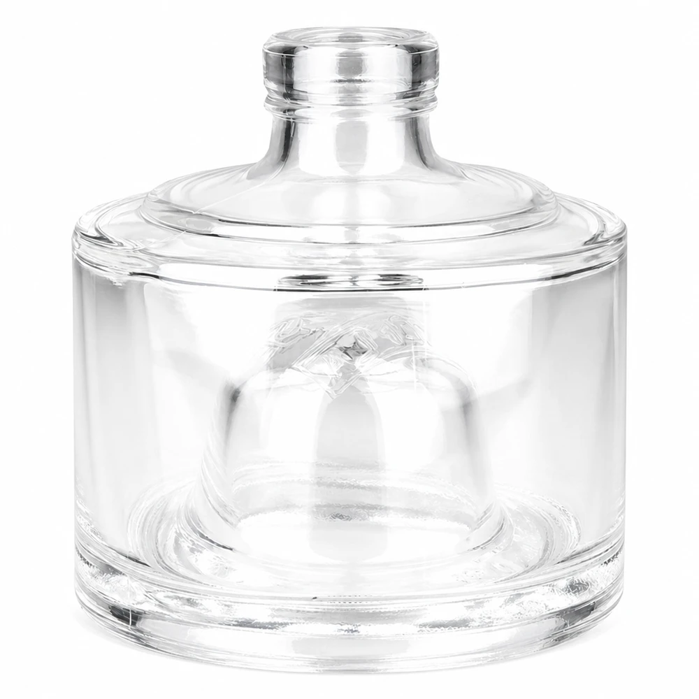 Flacon en verre 200ml Barbara sans bouchon UNiTWIST transparent rond avec large ouverture pour cosmétiques et parfums