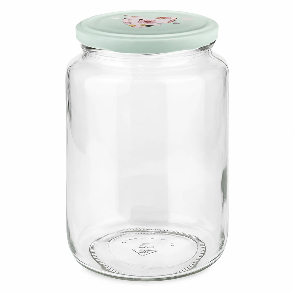795ml Bocal rond avec couvercle BasicSeal design coeur Bocal à conserves Bocal en verre avec couvercle à visser