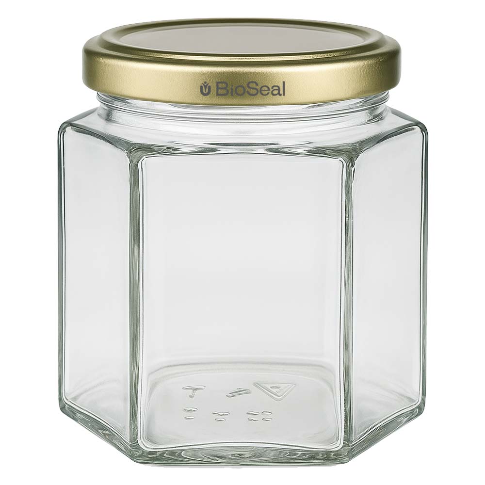 Pot à miel 520 g avec couvercle doré BioSeal UNiTWIST