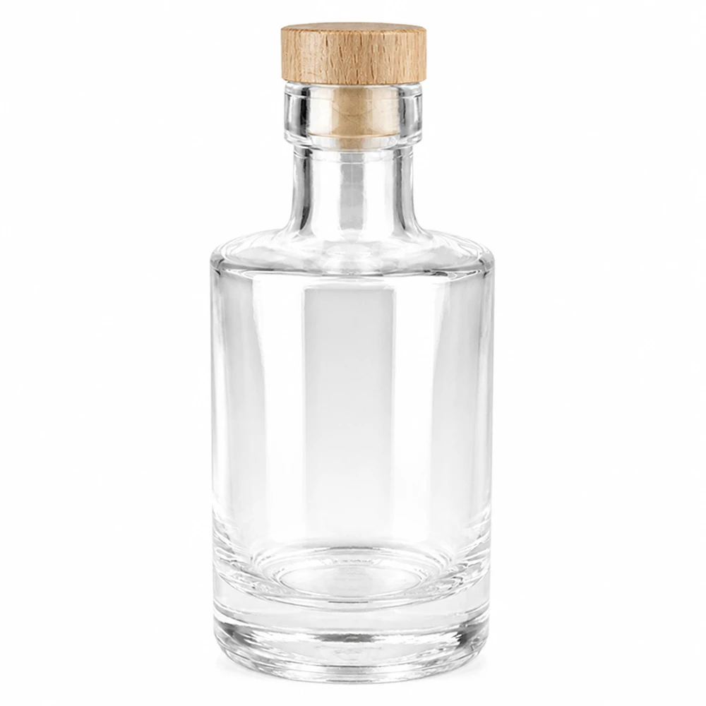 Bouteille en verre 200 ml « Marie » avec bouchon en bois UNiTWIST® Bouteille en verre 200ml Marie avec bouchon à poignée en bois UNiTWIST - verre clair, bouchon en bois, vide