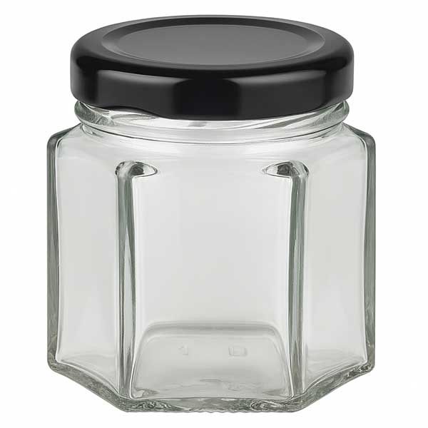 47ml Verre hexagonal avec couvercle BasicSeal noir UNiTWIST