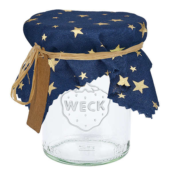 Couvercle en tissu bleu étoiles 150x150mm carré