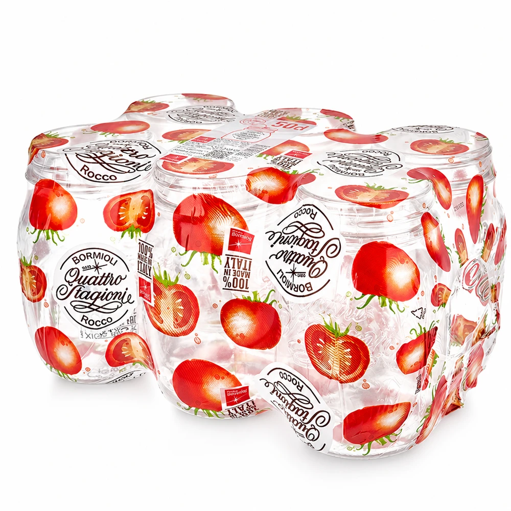 500ml Verre rond "Quattro Stagioni" QS70mm Quattro Stagioni Pot de conservation 500ml avec motif de fraises Bormioli Rocco Pot de conservation et de cuisine