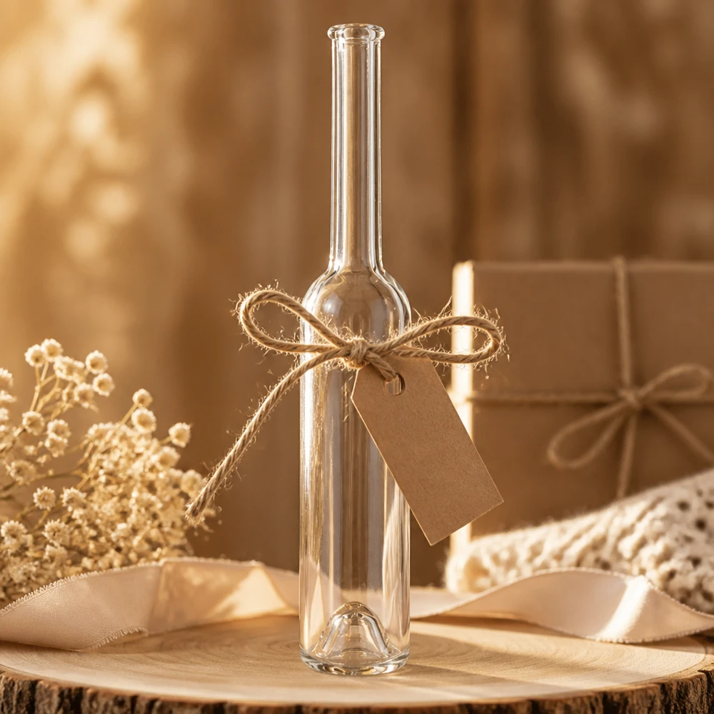 Bouteille en verre 100 ml « Hugo » sans bouchon UNiTWIST® Bouteille en verre Hugo 100ml Emballage cadeau Pendentif en jute Décoration rustique Style vintage UNiTWIST Photo produit 5
