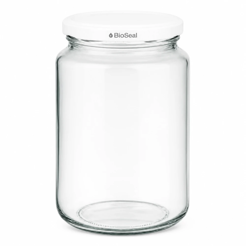 382ml Verre rond avec couvercle BioSeal blanc UNiTWIST UNiTWIST Runda382 bocal avec couvercle blanc TO66 BioSeal - bocal en verre vide pour la conservation et le stockage