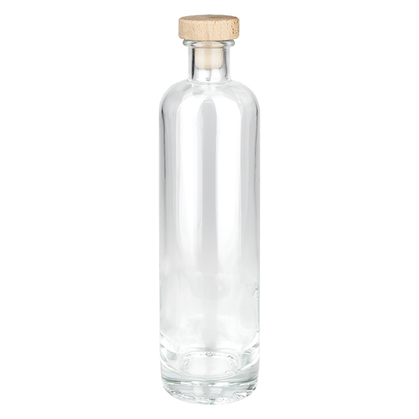 Bouteille en verre 500 ml « Élégance » avec bouchon en bois UNiTWIST®