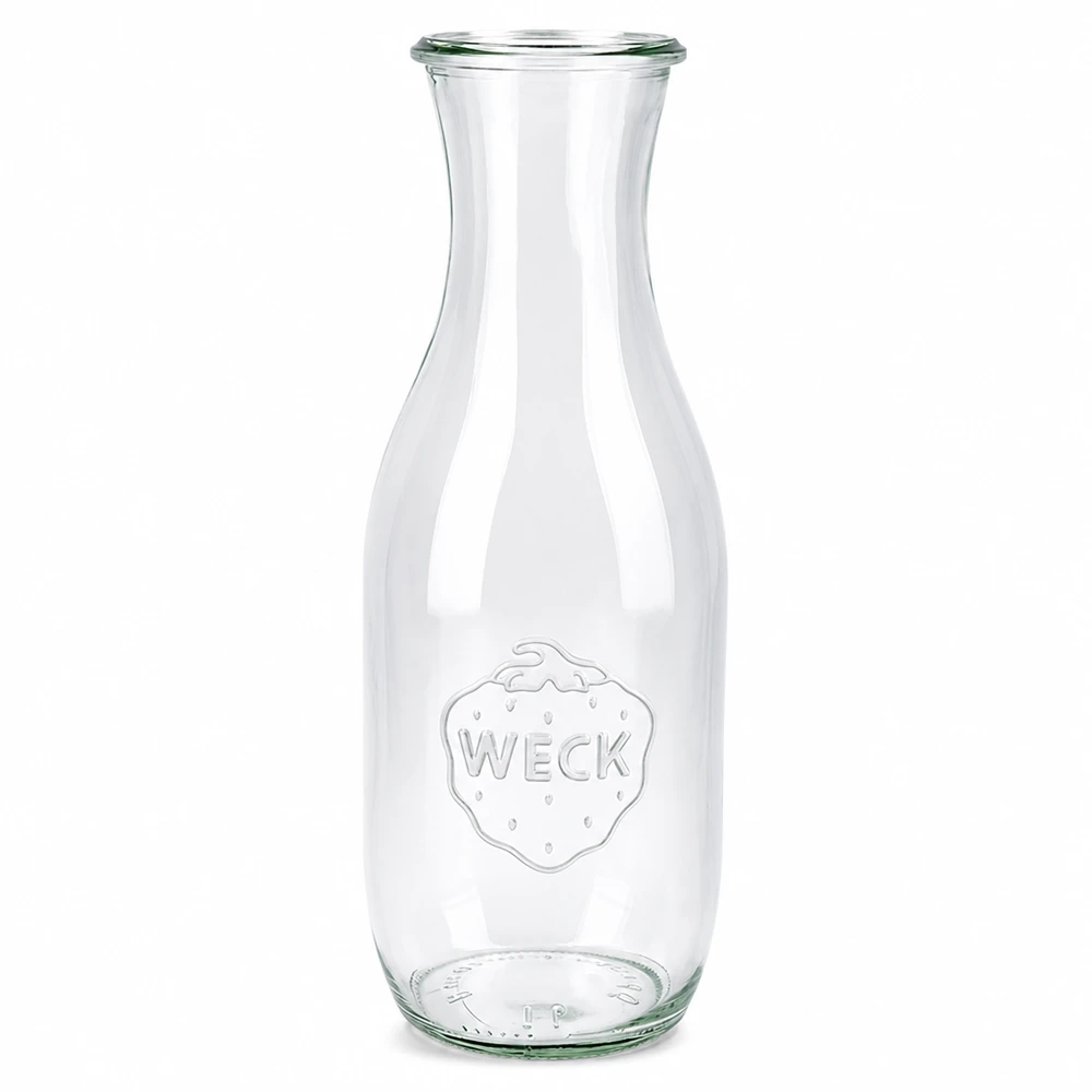 WECK Bouteille de jus de fruits 1062ml RR60 en verre transparent avec logo gravé et large ouverture pour les jus et les boissons