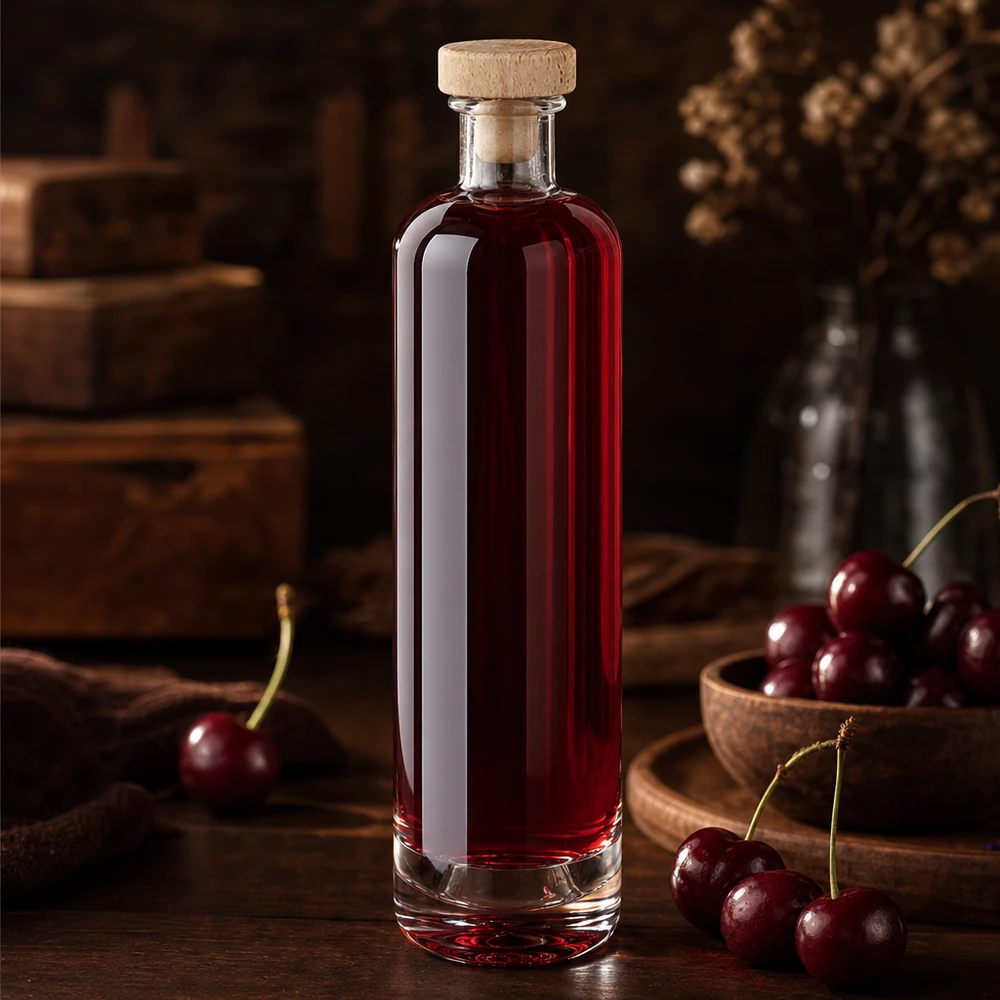 Bouteille en verre 500 ml « Ella » avec bouchon en bois UNiTWIST®